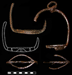 Matching U-shaped swivel stirrups with barred platforms. Decorative lines have been filed into the metal (sketched). The outer bars of the grid-style platform have serrated tops for gripping boots and the center bar of the grid is twisted from 18PR175 - click image for more info. 